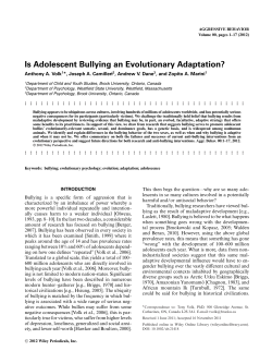 Is Adolescent Bullying an Evolutionary Adaptation?