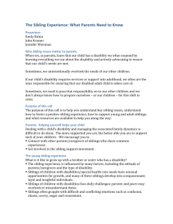 The Sibling Experience - Federation for Children with Special Needs