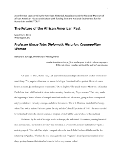 Professor Merze Tate - The Future of the African American Past