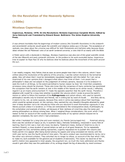 On the Revolution of the Heavenly Spheres(1500s)Nicolaus