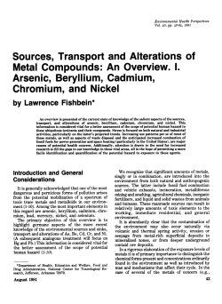 Metal Compounds: An Overview. I. Arsenic, Beryllium, Cadmium