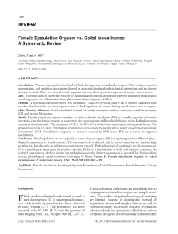 Female Ejaculation Orgasm vs. Coital Incontinence: A Systematic