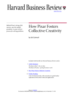 How Pixar Fosters Collective Creativity