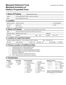 Maryland Historical Trust Maryland Inventory of Historic Properties