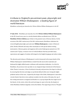 A tribute to England`s pre-eminent poet, playwright and dramatist