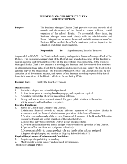 BUSINESS MANAGER/DISTRICT CLERK JOB DESCRIPTION