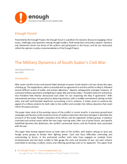 The Military Dynamics of South Sudan`s Civil War