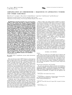 Amplification of chromosome 1 sequences in lipomatous tumors and