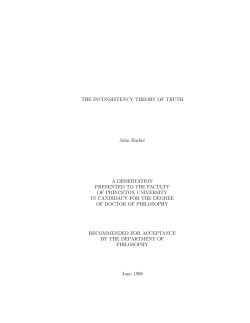 THE INCONSISTENCY THEORY OF TRUTH John Barker A