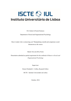 IUL School of Social Sciences Department of Social and