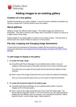 Adding images to an existing gallery Creation of a new gallery