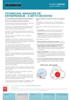 TECHNICIAN, MANAGER OR ENTREPRENEUR