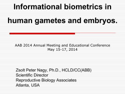 Informational Biometrics in Human Gametes and Embryos