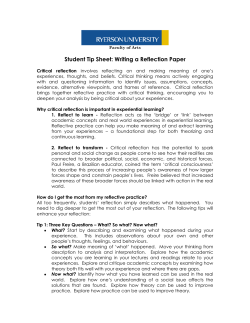 Student Tip Sheet: Writing a Reflection Paper