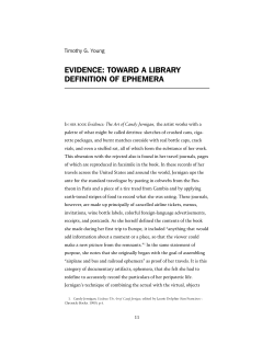EVIDENCE: TOWARD A LIBRARY DEFINITION OF EPHEMERA