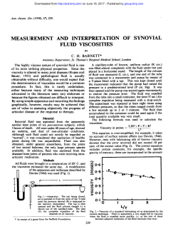 measurement and interpretation of synovial fluid viscosities