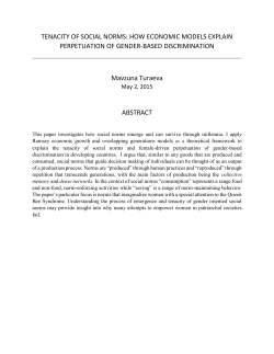 TENACITY OF SOCIAL NORMS: HOW ECONOMIC