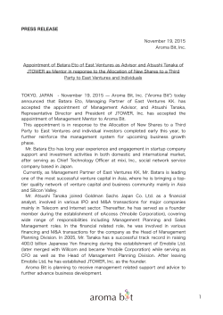 Appointment of Batara Eto of East Ventures as Advisor and Atsushi