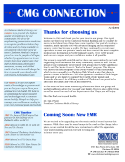 CMG Connection.April 12 - Clarkston Medical Group