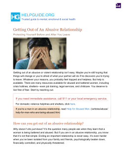 Help for Abused and Battered Women: Protecting Yourself and