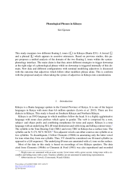 Phonological Phrases in Kikuyu Siri Gjersře This study examines