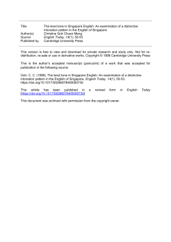 Title The level tone in Singapore English: An