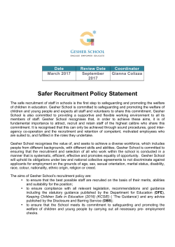 Safer Recruitment Policy