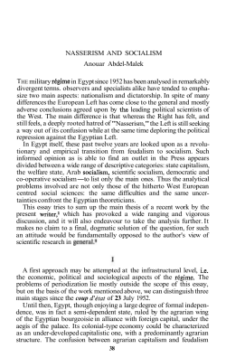 NASSERISM AND SOCIALISM Anouar Abdel