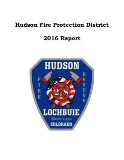 2016 Department report - Hudson Fire Protection District