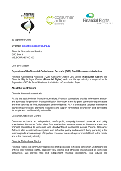 Consumer Action Law Centre and Financial Rights Legal Centre