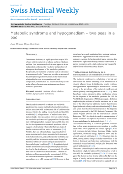 Metabolic syndrome and hypogonadism &ndash; two peas in a pod
