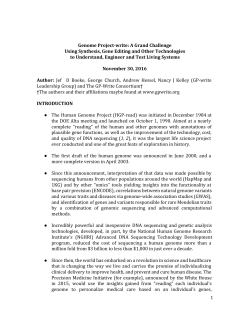 Genome Project-write: A Grand Challenge Using Synthesis, Gene