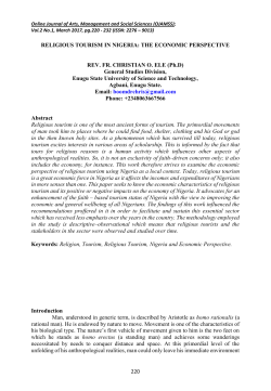 220 RELIGIOUS TOURISM IN NIGERIA: THE ECONOMIC