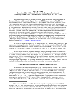 LIST OF LISTS Consolidated List of Chemicals Subject to the