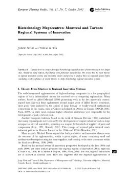 Biotechnology megacentres: Montreal and Toronto regional