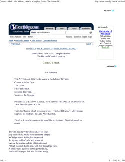 Comus, a Mask. John Milton. 1909-14. Complete Poems