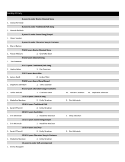 Music Results 2012 - Albury Wodonga Eisteddfod