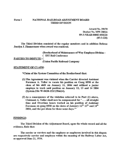 Form 1 NATIONAL RAll.,ROAD ADJUSTMENT BOARD THIRD