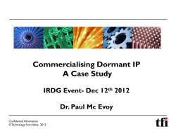 Commercialising Dormant IP A Case Study