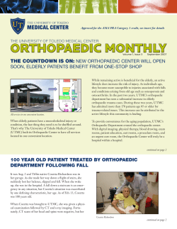 orthopaedic monthly - University of Toledo Medical Center