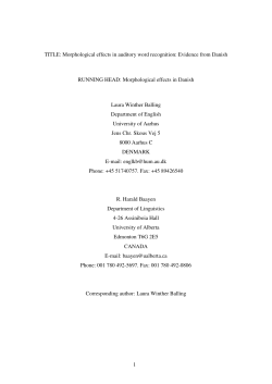 1 TITLE: Morphological effects in auditory word recognition