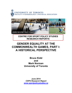 gender equality at the commonwealth games, part i