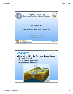 Hydrology 101 Hydrology 101