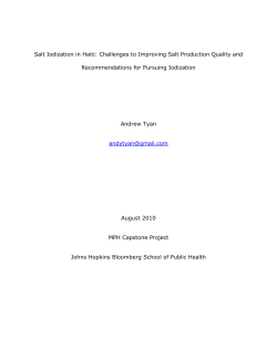 Salt Iodization in Haiti: Challenges to Improving Salt Production