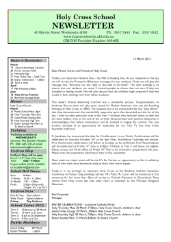NEWSLETTER - Holy Cross Wooloowin