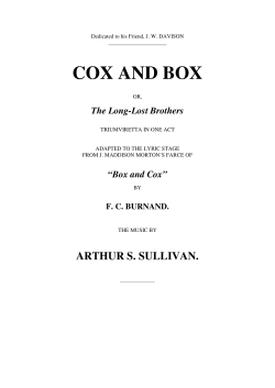 COX AND BOX - The Gilbert and Sullivan Archive