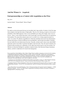 And the Winner is &ndash; Acquired. Entrepreneurship as a Contest with