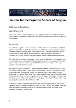Journal for the Cognitive Science of Religion