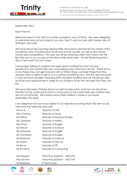 Back Letter - Trinity School