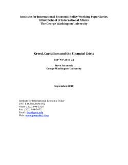Greed, Capitalism and the Financial Crisis